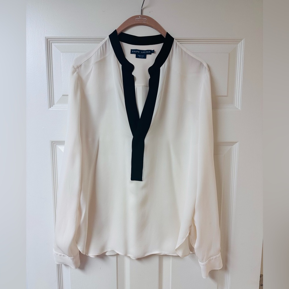 Polo Ralph Lauren, silk tuxedo blouse, size large, never worn
